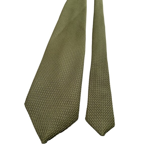 Mens Olive Green Textured Tie Polyester Classic Formal Necktie - Picture 1 of 4